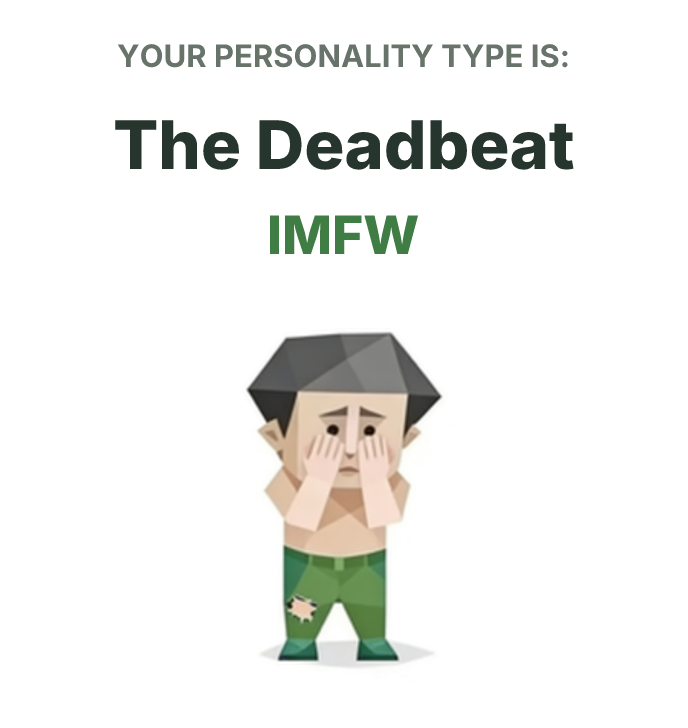 SBTI personality type illustration for IMFW The Deadbeat
