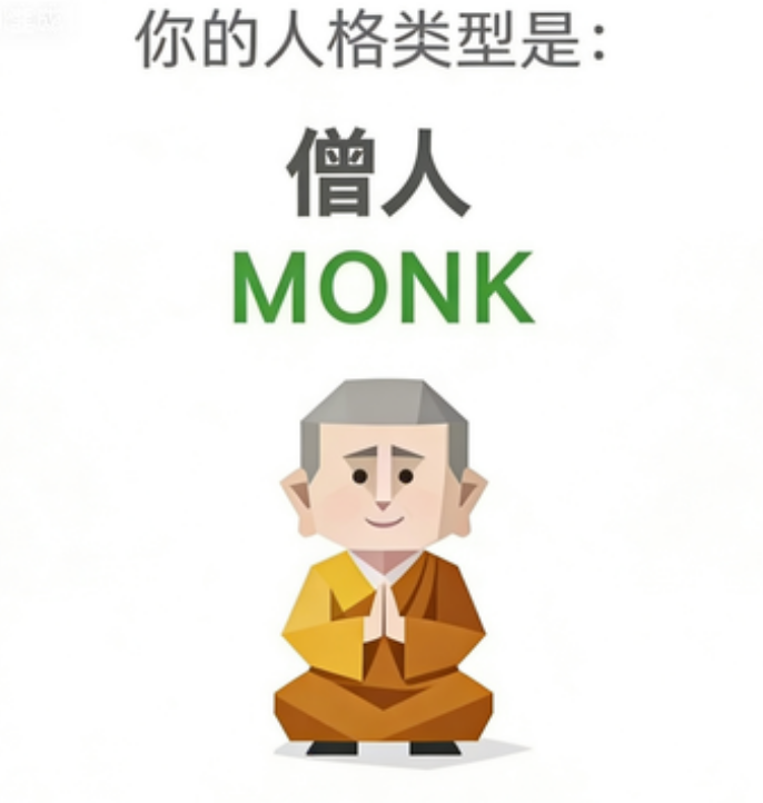 SBTI personality type illustration for MONK 僧人