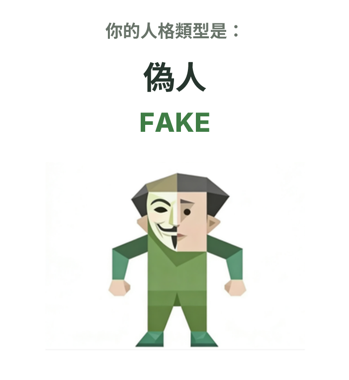 SBTI personality type illustration for FAKE 偽人