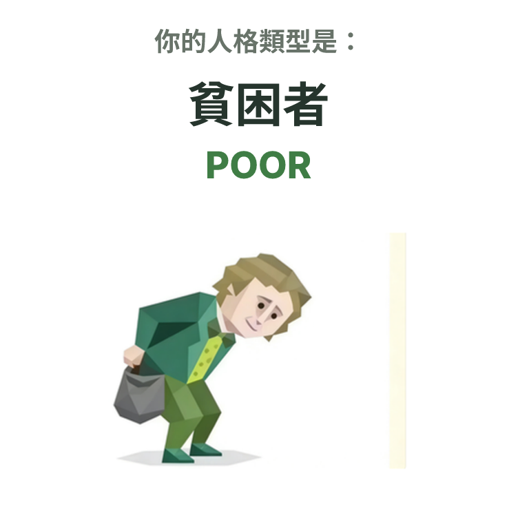 SBTI personality type illustration for POOR 貧困者